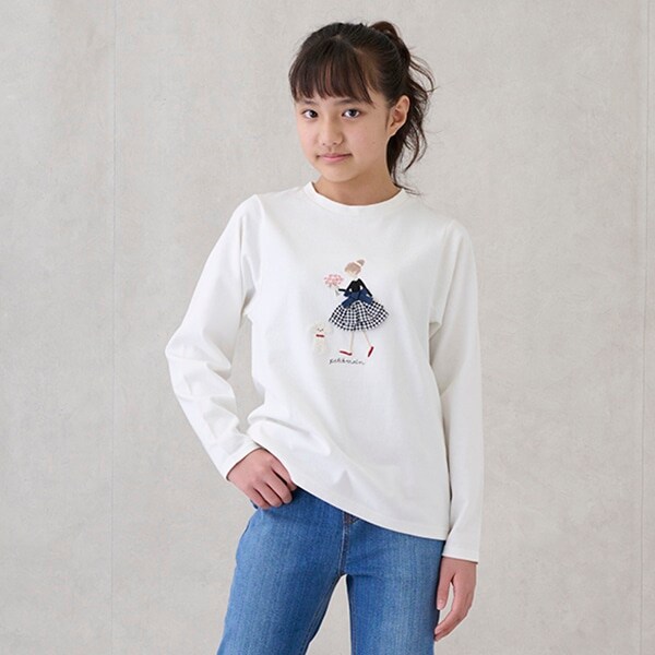 【リンク】girlアップリケ長T(ジュニア)