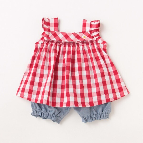 ギンガムチェックブラウス&パンツセット
