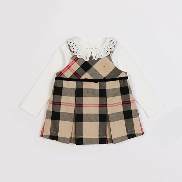 カットソー&チェックジャンパースカートセット