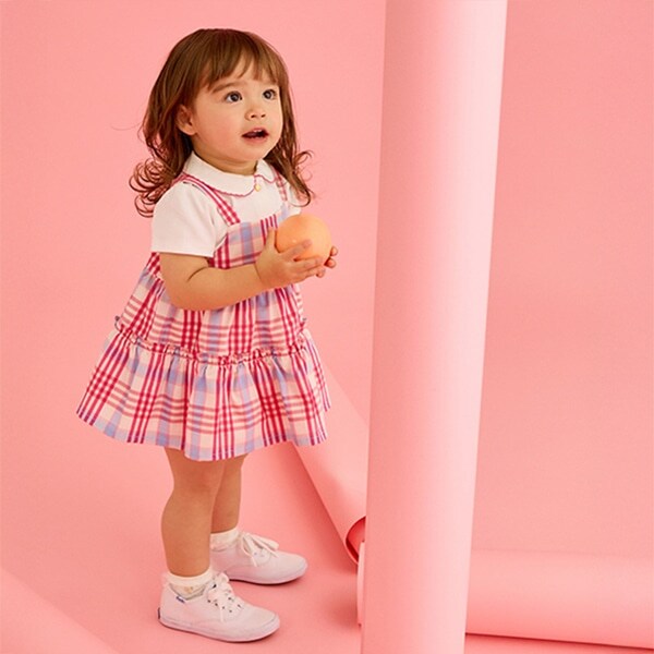 チェックジャンパースカート＆カットソーセット