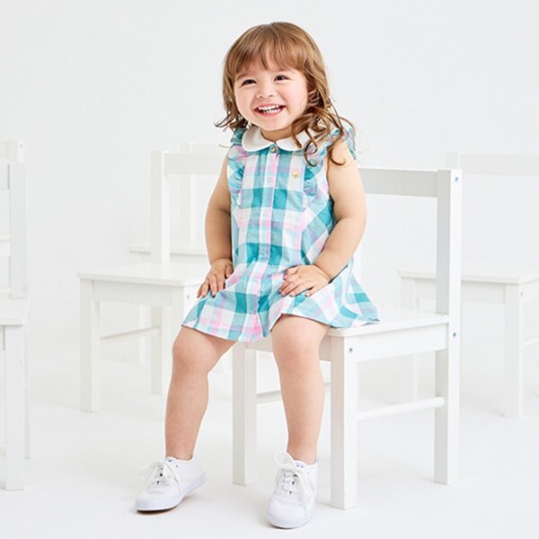 サマーチェック衿つきワンピース