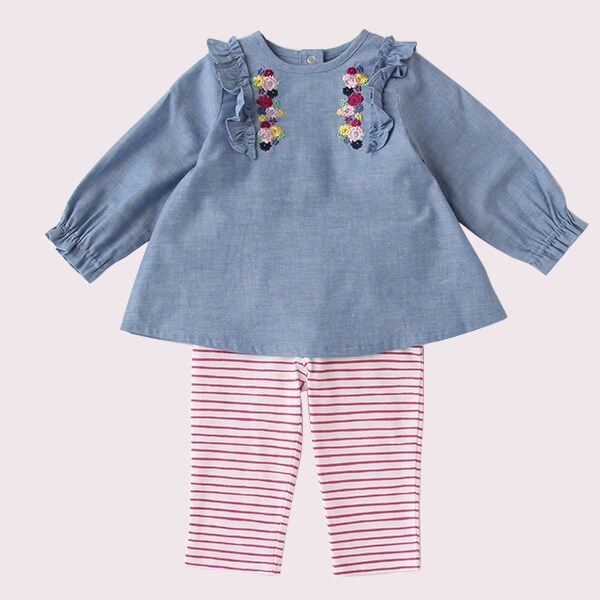 スウィング フローラ エンブロイダリー トップ アンド レギンス セット