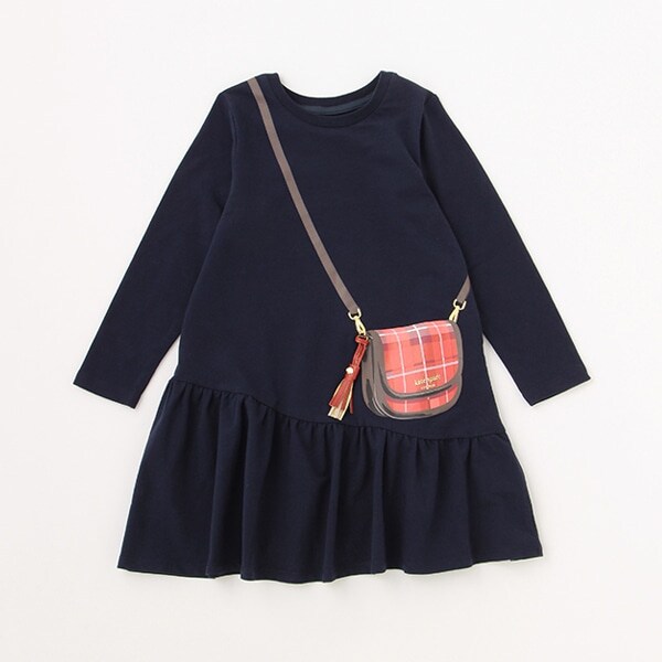 トドラー トロンプルイユプレイドクロスボディワンピース