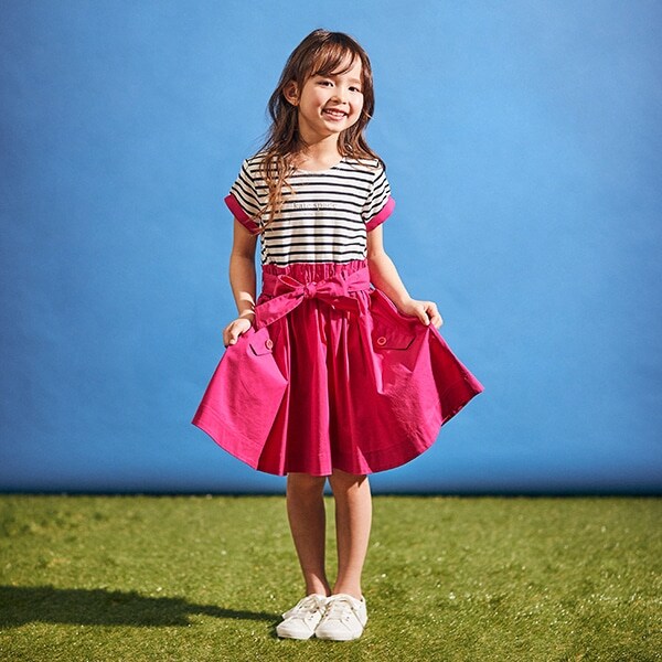 トドラー ストライプドッキングワンピース