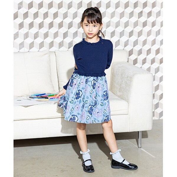 トドラー フローラルドッキングワンピース