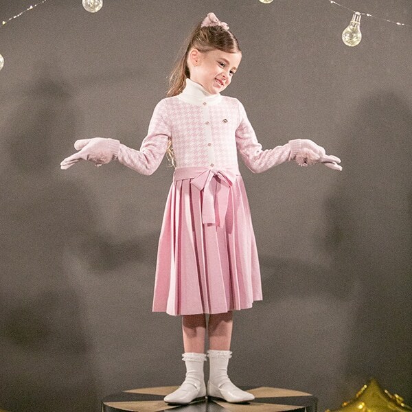 トドラー 千鳥柄ニットワンピース