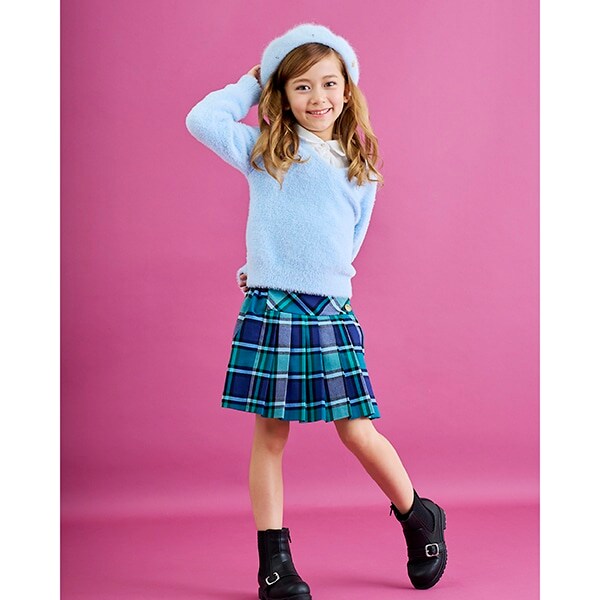 トドラー チェックプリーツキュロットスカート
