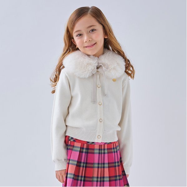 トドラー フェイクファーティペットカーディガン