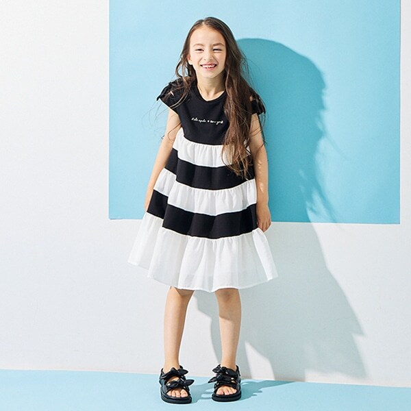 トドラー 切り替えティアードワンピース