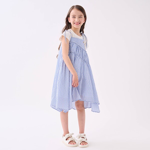 トドラー ギンガムキャミワンピース&Tシャツセット