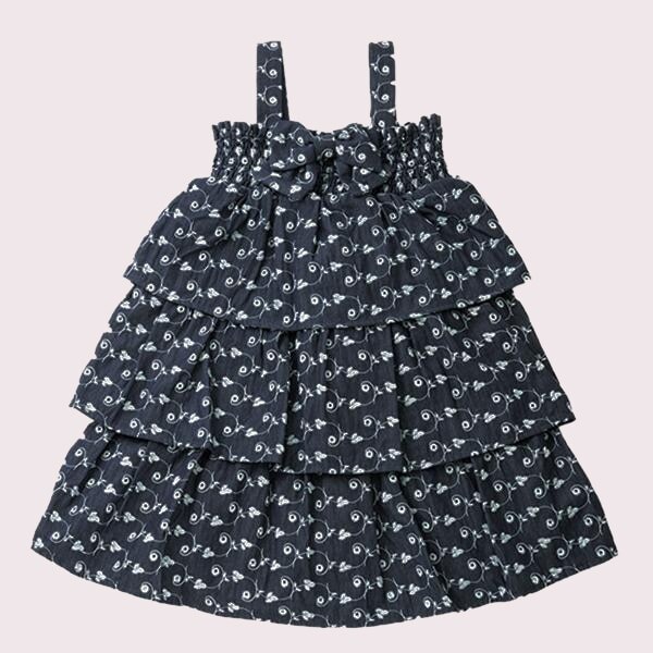 【トドラー向け】総刺しゅうノースリーブティアードフリルワンピース