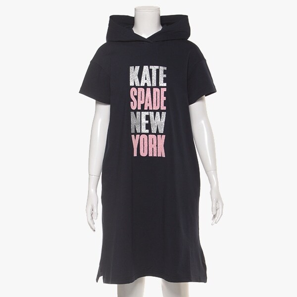 ガールズ カラーブロックロゴフーディドレス