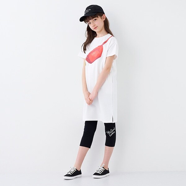 ガールズ トロンプルイユベルトバッグワンピース