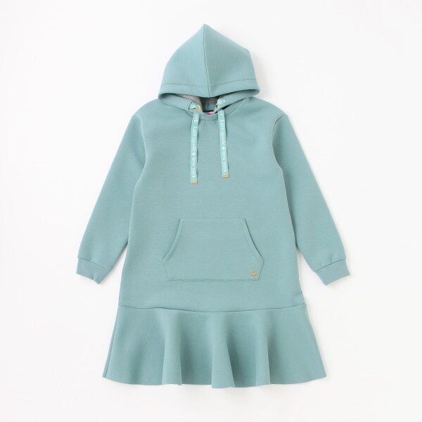 ガールズ ダブルニットフードワンピース