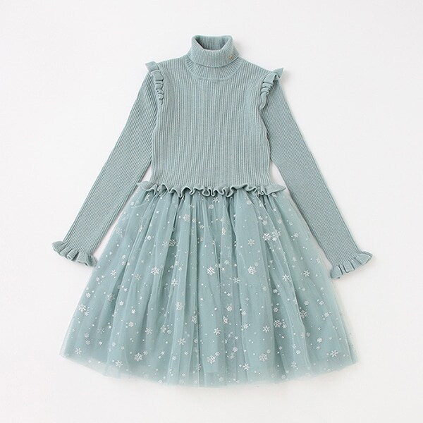ガールズ スノーニットドッキングワンピース
