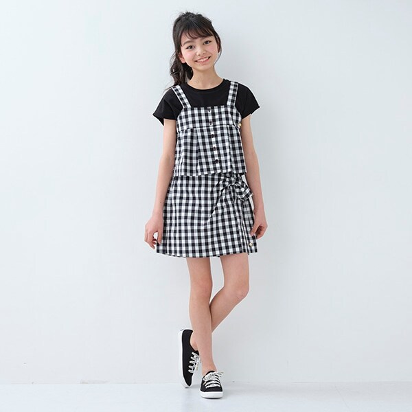 ガールズ ギンガムキュロットスカート