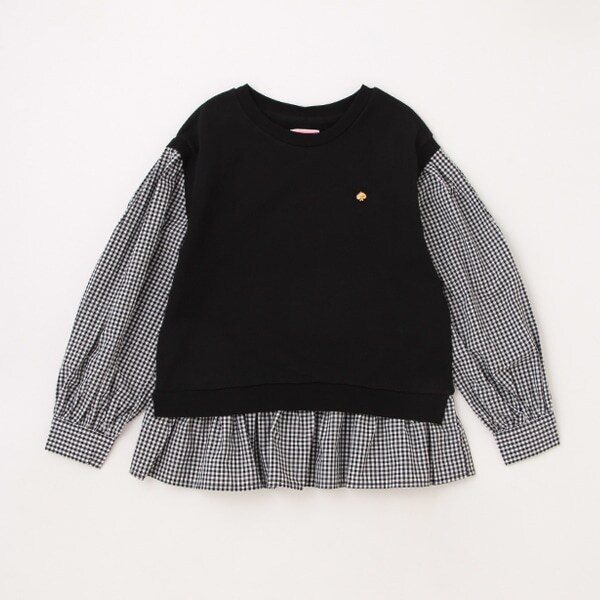 ガールズ ギンガムチェックレイヤードトップス