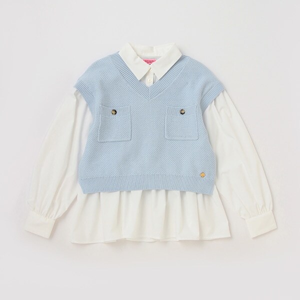 ガールズ ニットベスト＆ブラウスセット