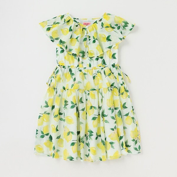ガールズ ラッフルカラーレモンワンピース