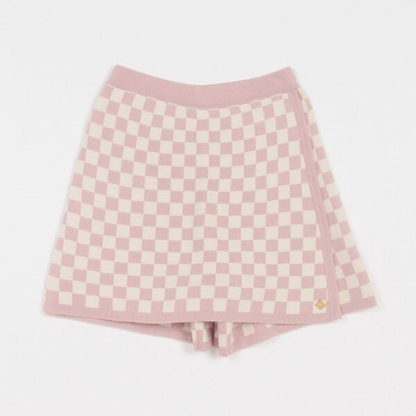 ガールズ ブロックチェックラップキュロットスカート
