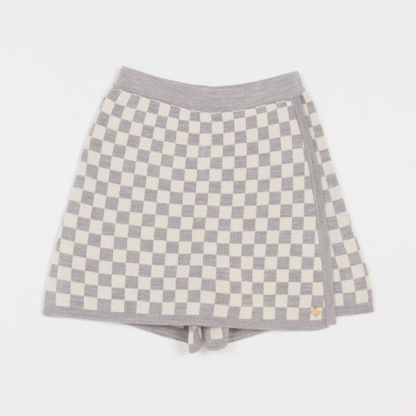 ガールズ ブロックチェックラップキュロットスカート