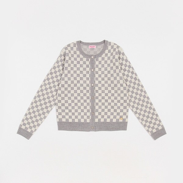 ガールズ ブロックチェックカーディガン