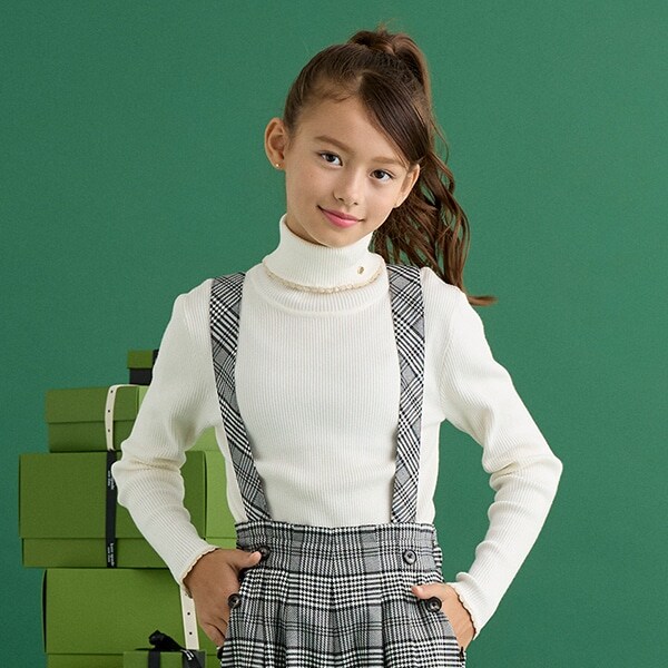 ガールズ ラメピコタートルネックセーター