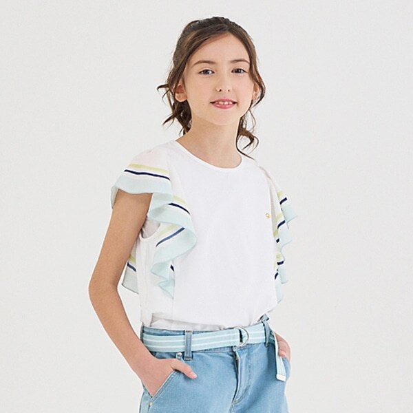 ガールズ ラッフルスリーブTシャツ