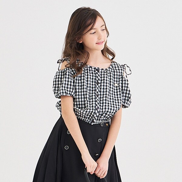 ガールズ ギンガムブラウス&キャミソールセット