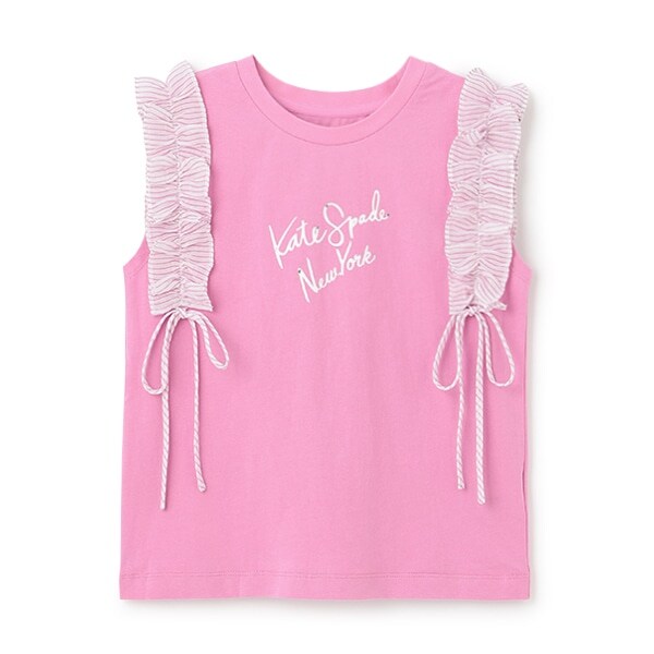 ガールズ ストライプラッフルスリーブTシャツ