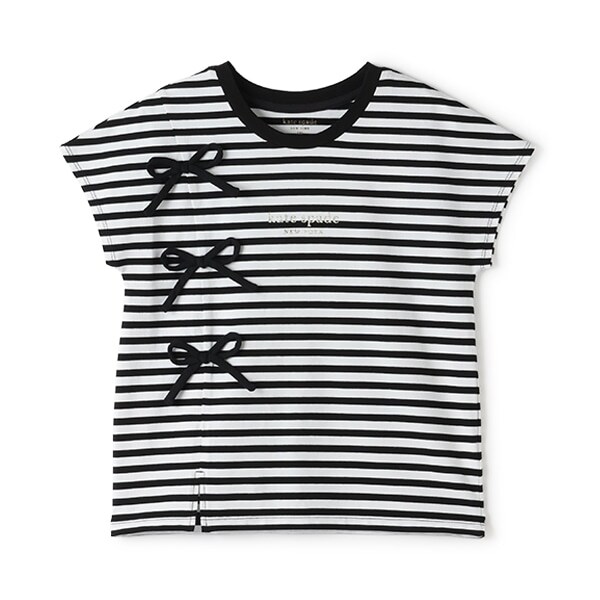 ガールズ ストライプボウTシャツ