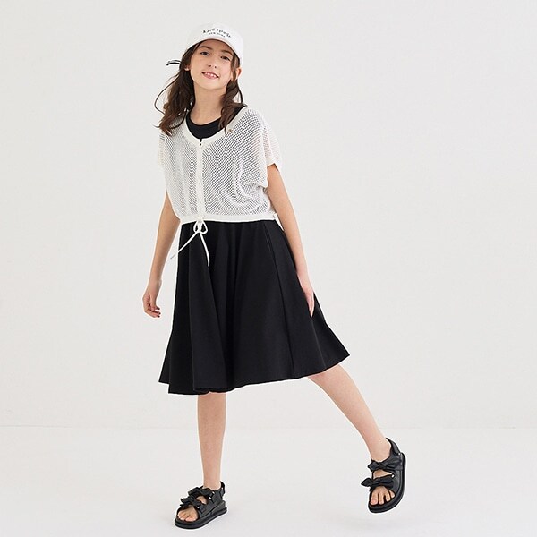 ガールズ メッシュニット&ワンピースセット