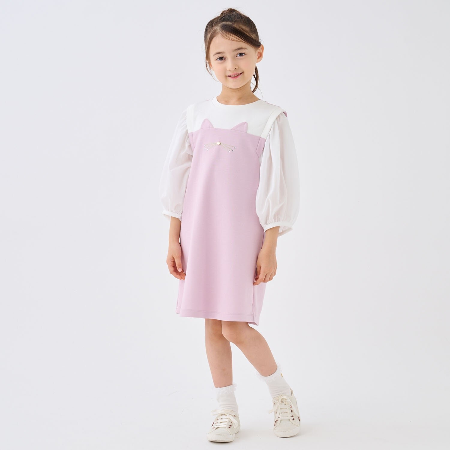 袖切り替えキャットワンピース