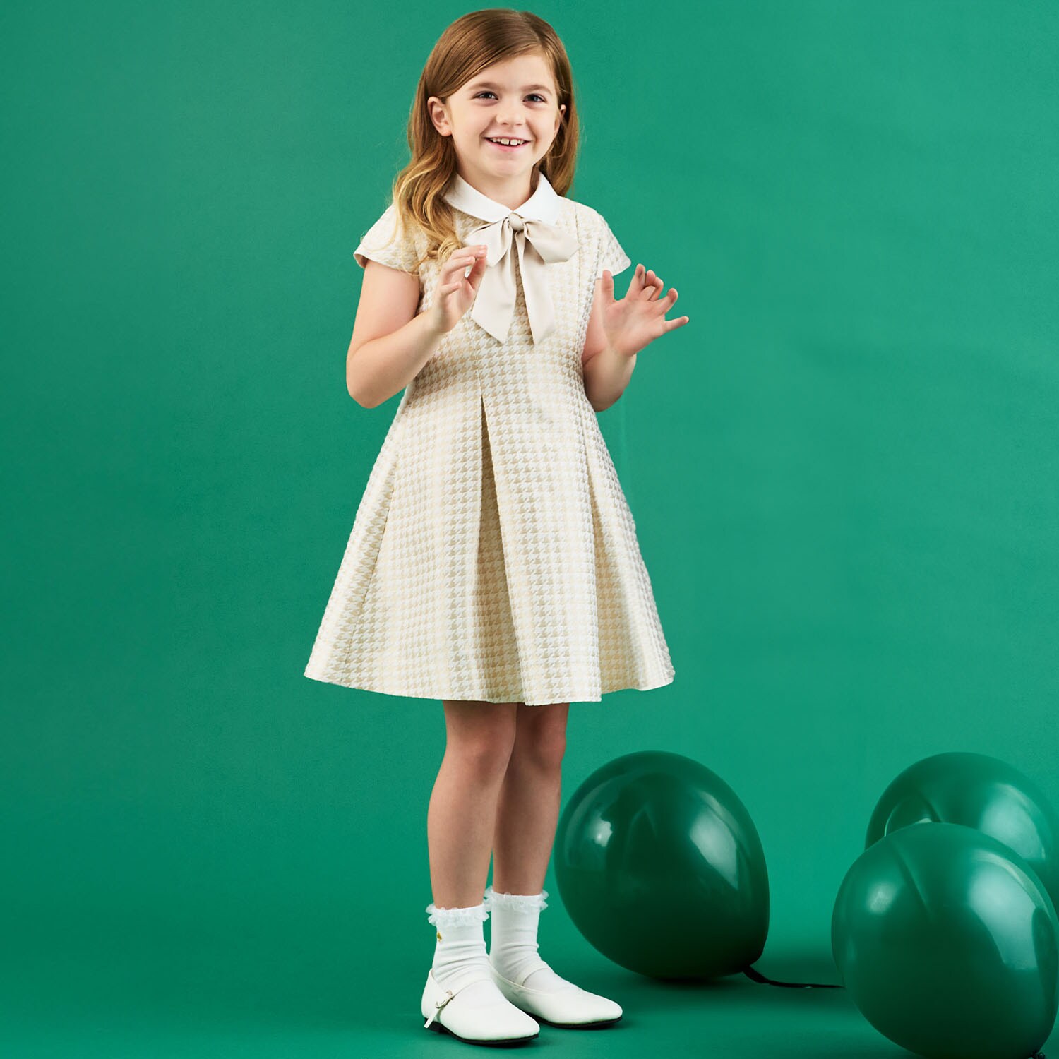 千鳥ジャカードドレス