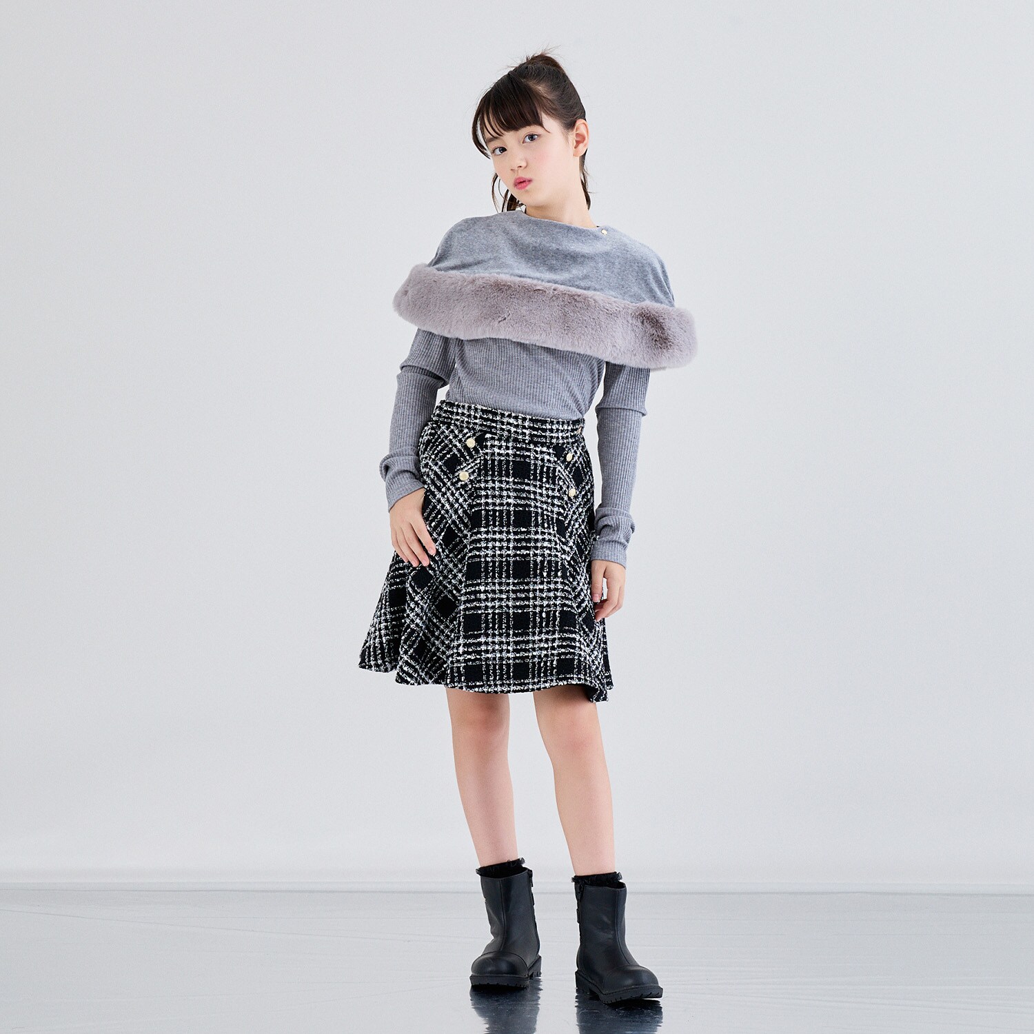 ツイードフレアスカート