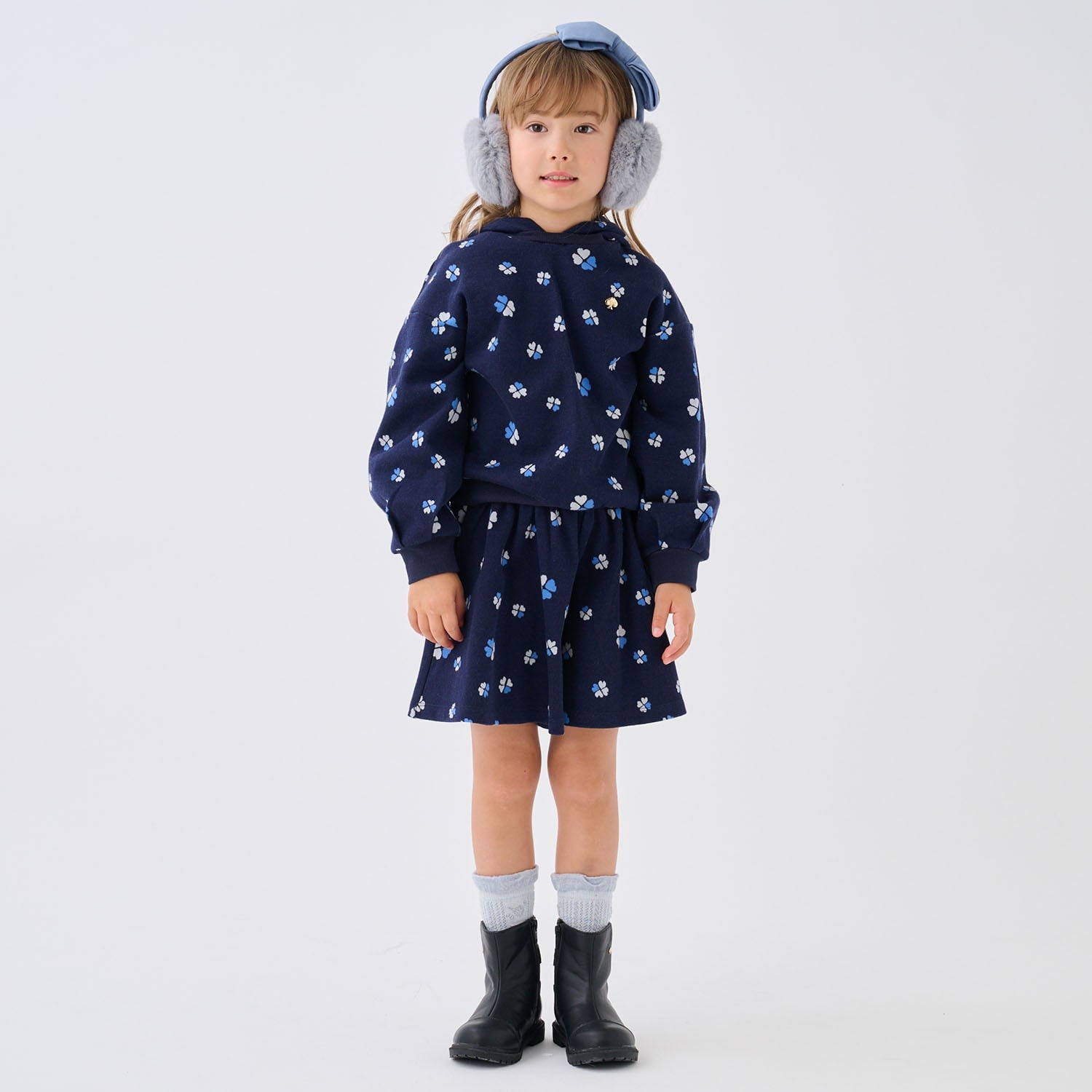 スペードフラワージャカードキュロットスカート