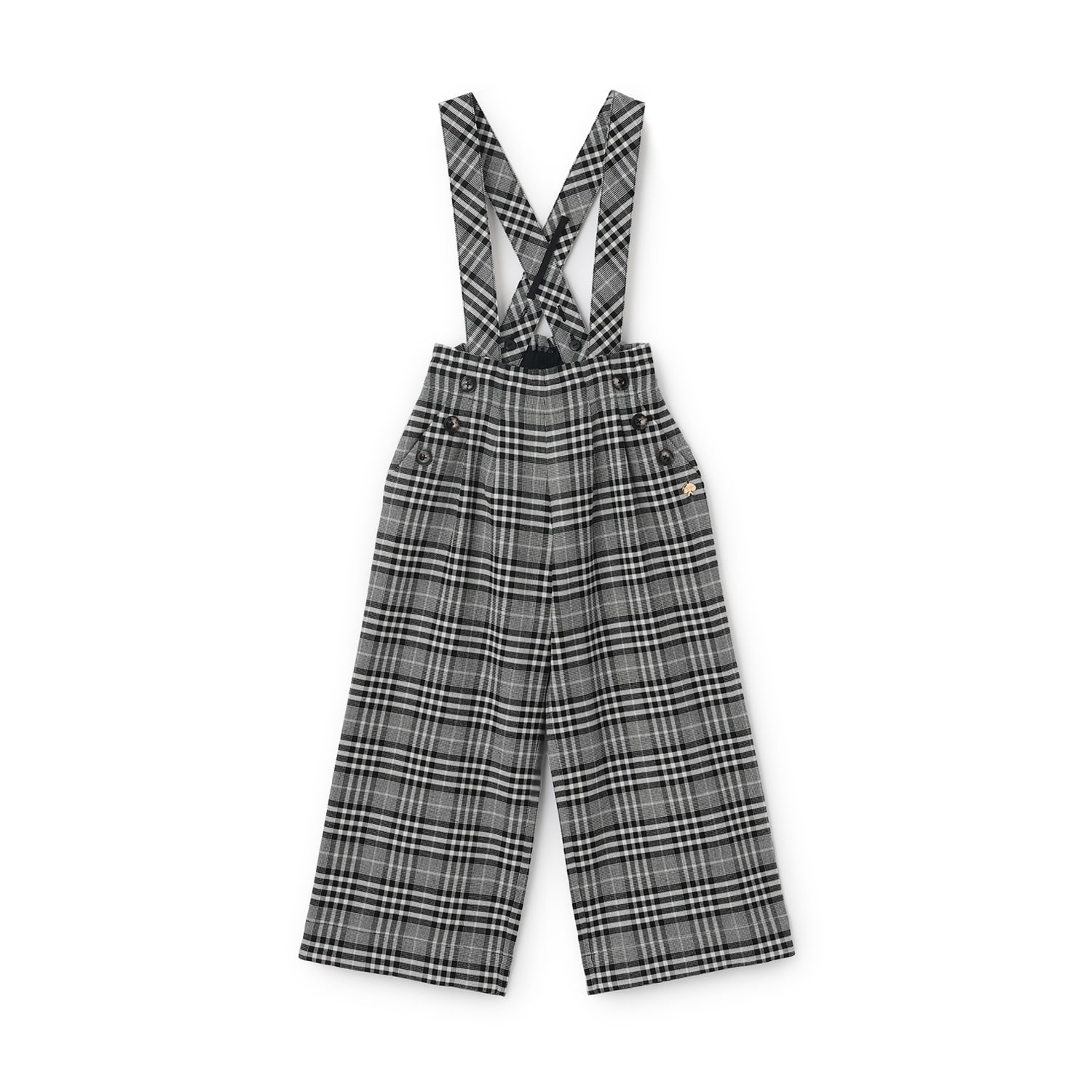 チェックサスペンダーつきパンツ