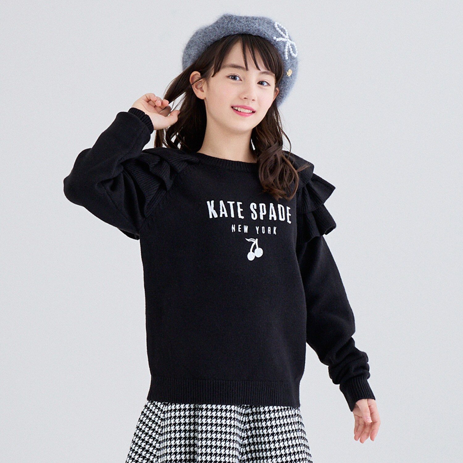 肩フリルチェリーセーター