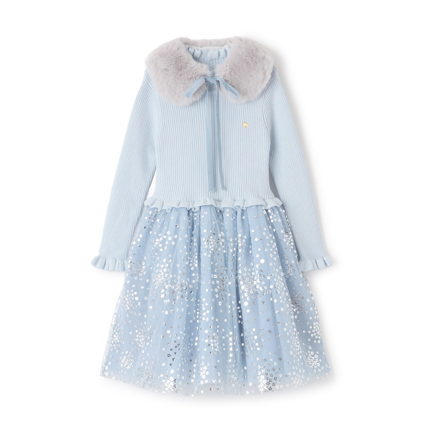 ティペットつきフラワードットチュールワンピース