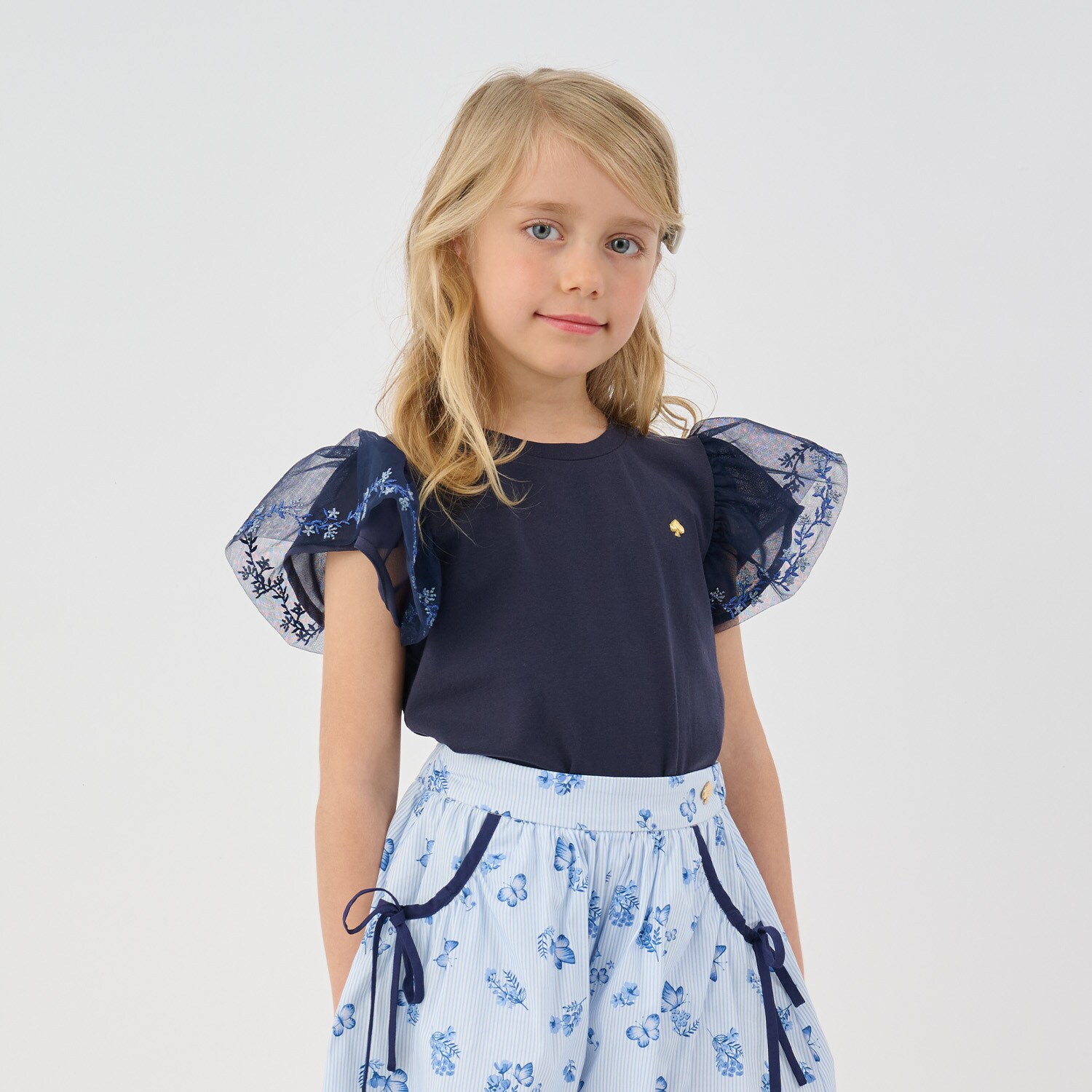 チュールスリーブTシャツ