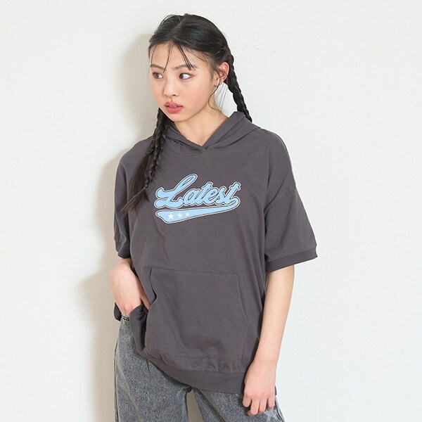 【7days】【綿100％】ロゴアップリケパーカー