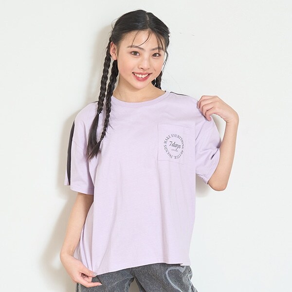 【7days】【GOODPRICE】【綿100％】ラインポケットTシャツ