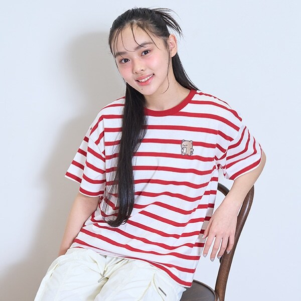 【7days】【綿100％】ワンポイントボーダーTシャツ