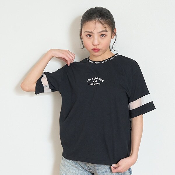 【7days】接触冷感袖シアーTシャツ