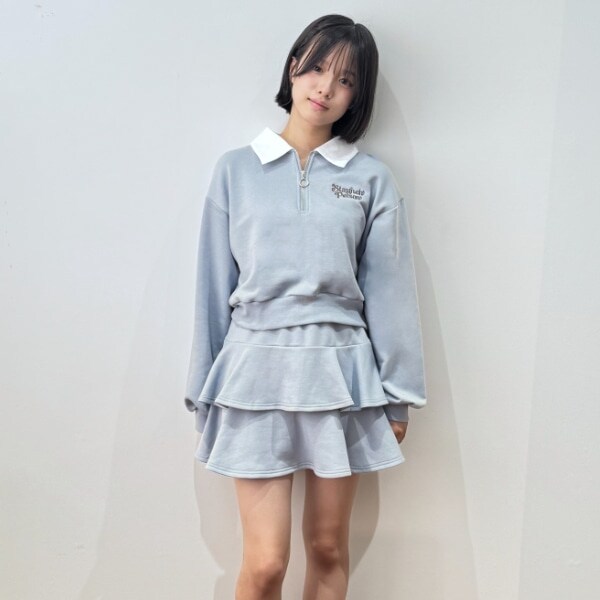 【7days】ポロ衿ハーフジップセットアップ
