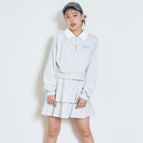 【7days】ポロ衿ハーフジップセットアップ