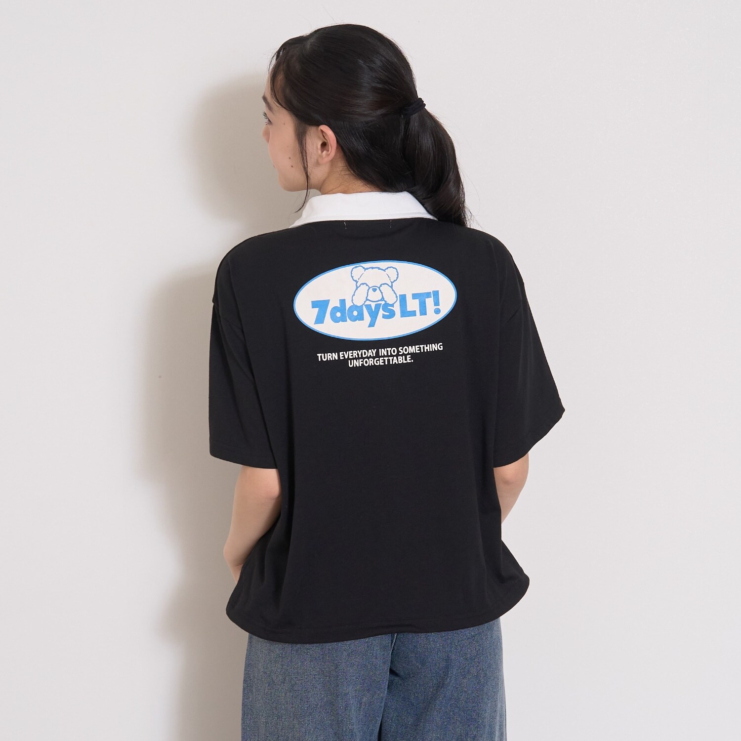 【7days】ハーフジップ半袖Tシャツ