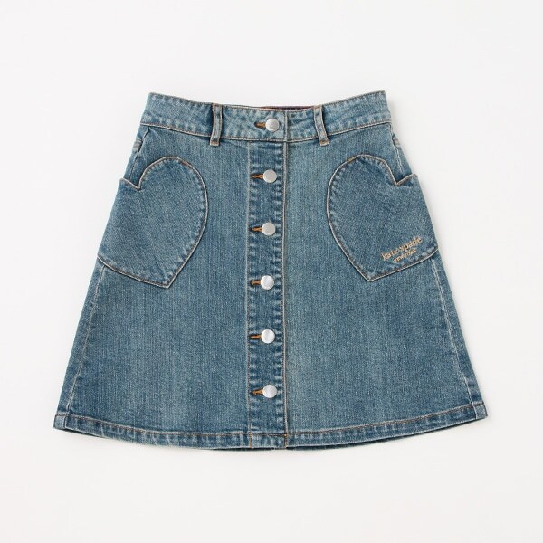 【リピート】【直営店で取り扱い無し】ハートポケットデニムスカート
