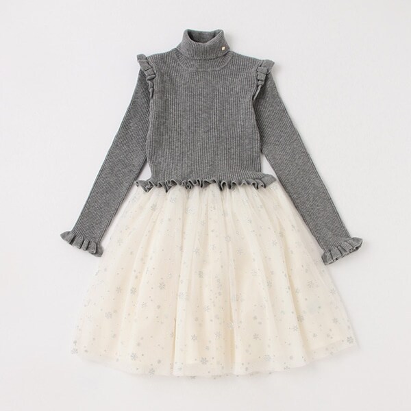 【リピート】【直営店で取り扱い無し】ガールズ スノーニットドッキングワンピース