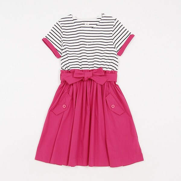 【人気商品再入荷】【直営店で取り扱い無し】ガールズ ストライプドッキングワンピース